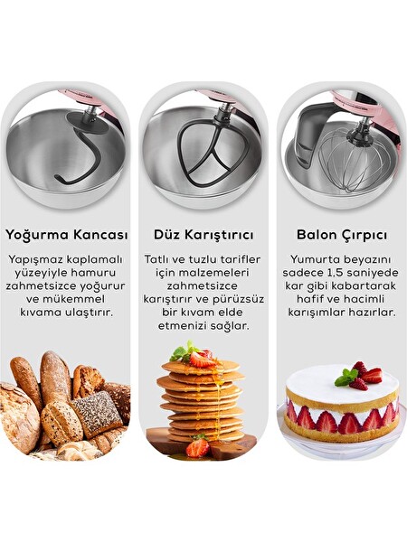 Karaca Mastermaid Chef Pro Çift Kollu Stand Mikser Space Gray