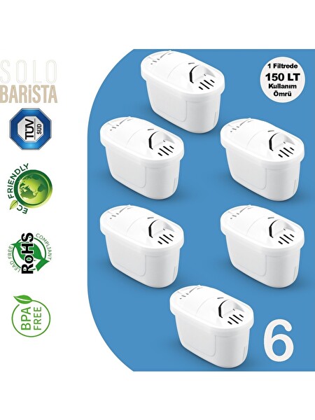 Rovexa Brita Maxtra+ Pro Uyumlu PurePro Su Arıtma Surahi Filtresi 6 Adet