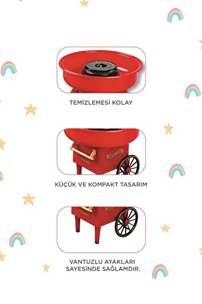 Torima TCCM01 Ev Tipi Pamuk Şeker Makinesi Kırmızı 3