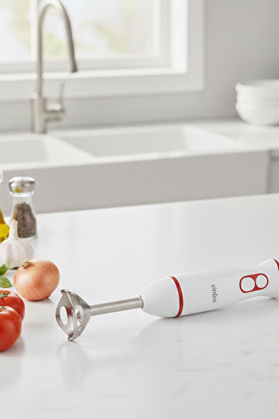 Sinbo 7514 Paslanmaz Çelik Aparat 2 Hız Güçlü DC Motor El Blenderi - Kırmızı