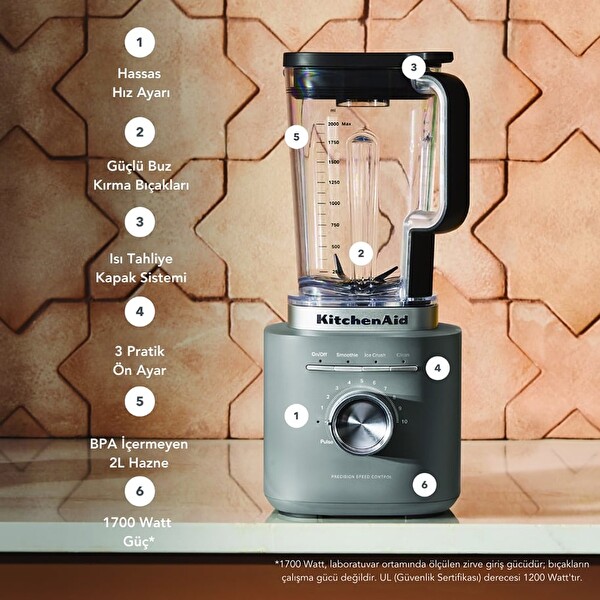 KitchenAid 5KSB2073EDG Pure Power 2 L Smoothie Blender - Kömür Grisi