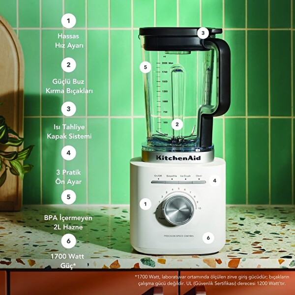 KitchenAid 5KSB2073EPL Pure Power 2 L Smoothie Blender - Porselen Beyazı