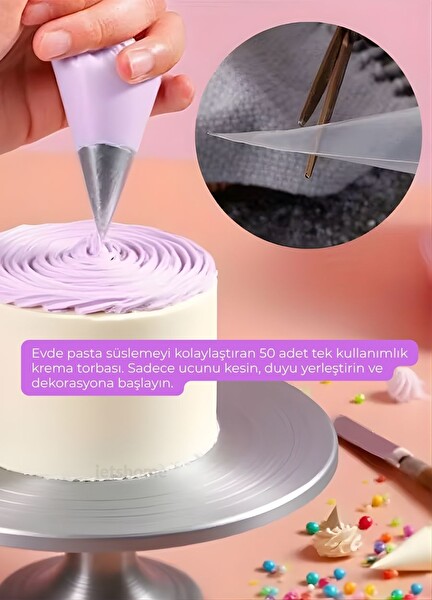 Jet's Home Pasta Süsleme Seti 25 Farklı Krema Duyu Krema Sıkma Torbası 50'li Hamur Düzenleyici 2