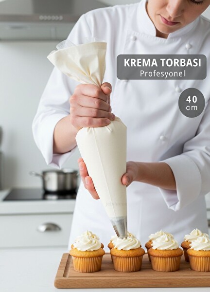 Jet's Home Profesyonel 40 CM Krema Torbası Bez   Cupcake ve Standart Pasta Dolguları İçin