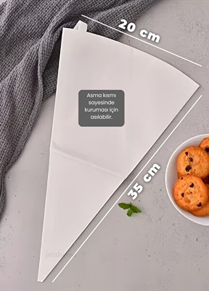 Jet's Home Krema Torbası Bez Yıkanabilir Torba Bpa Free Pasta Duy Torbası Dekorasyon Süsleme Aparatı 20x35 CM 4