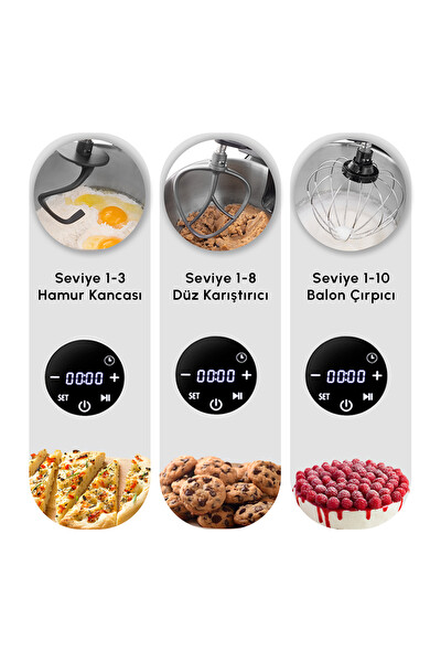 Karaca Mastermaid Chef Ultra D2000W 7L Dijital Ekranlı Hamur Yoğurma Makinesi Starlight