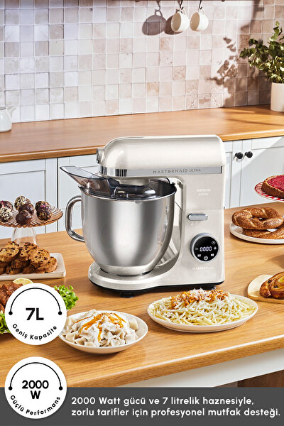 Karaca Mastermaid Chef Ultra D2000W 7L Dijital Ekranlı Hamur Yoğurma Makinesi Starlight