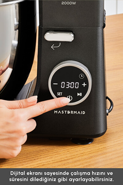 Karaca Mastermaid Chef Ultra D2000W 7L Dijital Ekranlı Hamur Yoğurma Makinesi Matte Black