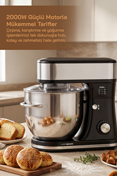 Sinbo SMX-2780 12L Dev Hazneli Stand Mikser 2000W Çok Fonksiyonlu Mutfak Şefi