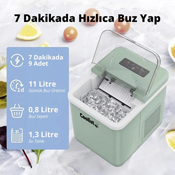 Coolist CLK2BM 12-24Volt - 220 Volt 1.3 Litre Kompresörlü Otomatik Buz Yapma Makinesi
