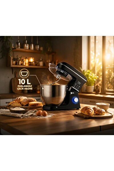 Fakir Maxychef 10 L 2000 W Siyah Hamur Yoğurma ve Stand Mikser
