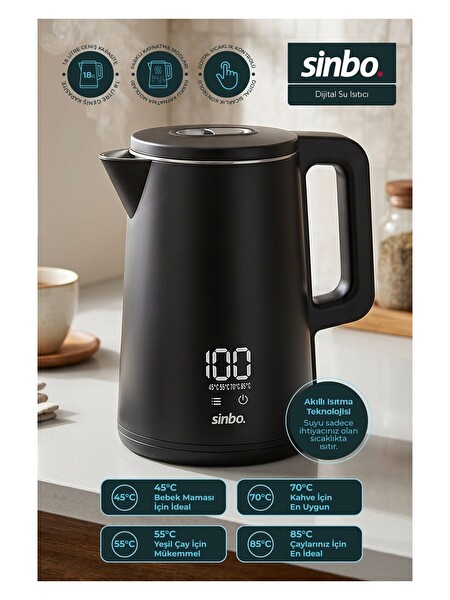 Sinbo SK-8042 Dokunmatik Kontrollü Dijital Kettle 1.8 L Sıcaklık Ayarlı Su Isıtıcı Kettle