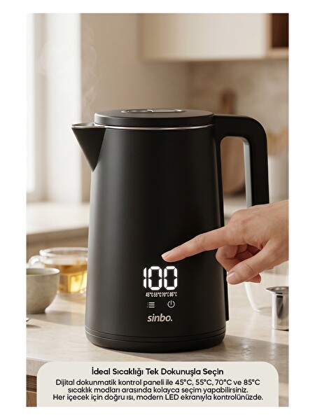 Sinbo SK-8042 Dokunmatik Kontrollü Dijital Kettle 1.8 L Sıcaklık Ayarlı Su Isıtıcı Kettle