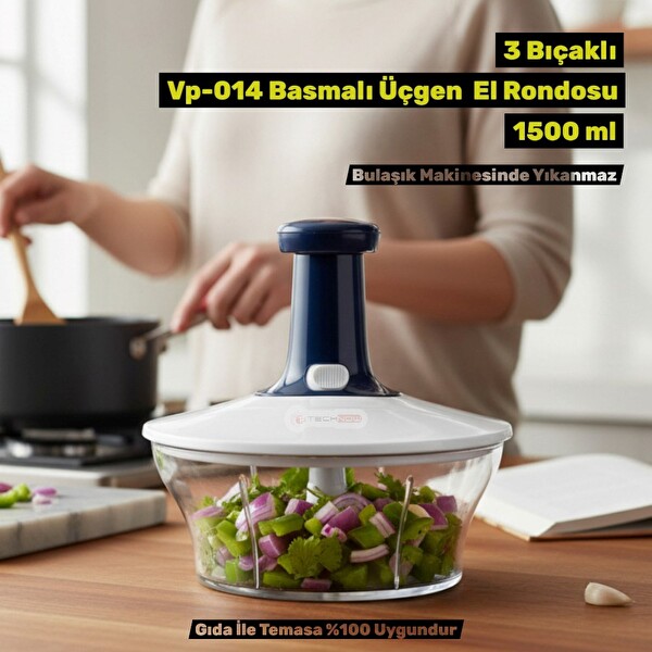 Technow Vip Ahmet VP-014 Üçgen Basmalı 1500 ML Mavi Rondo