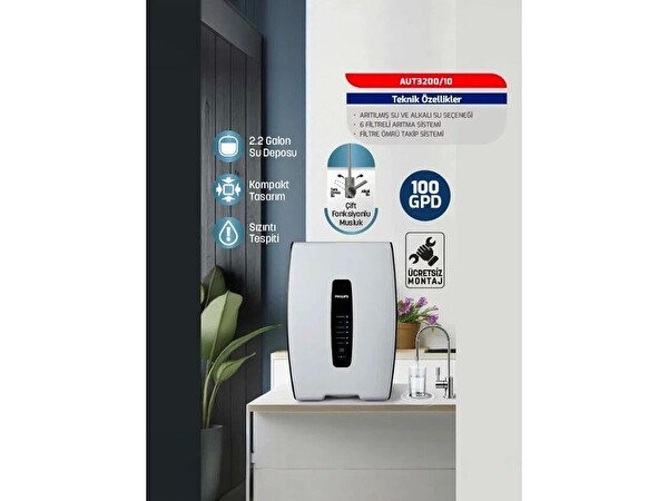 Dijital Ekran Pompalı Su Arıtma Cihazı Aut3200-10 100 Gpd
