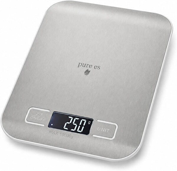Pure Es 10 KG Kapasiteli 1 G Hassasiyetli Dijital Mutfak Tartısı - Gri