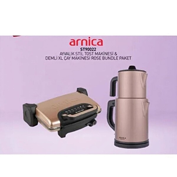 Arnica 2'li Özel Paket ST90022 Ayvalık Stil Tost Makinesi + Demli XL Çay Makinesi Rose