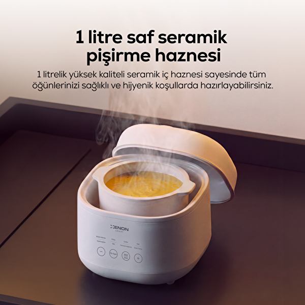 Xenon Smart X1124 Elektrikli Buharlı Pişirici 1 L Seramik Hazne Yumurta Haşlama Sıcak Tutma - Beyaz