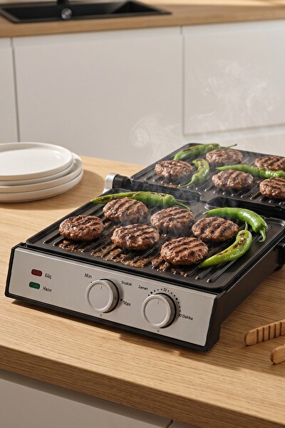 Sinbo SSM-2598 Döküm Plakalı Ayarlanabilir Isı ve Zaman Kontrollü Izgara - Tost Makinesi 2000W