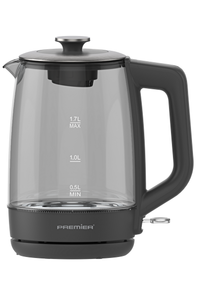 Premier PRK 1318A Borosilikat Renkli Cam Gövdeli Manyetik Filtre Kapaklı Kettle - LED Işıklı