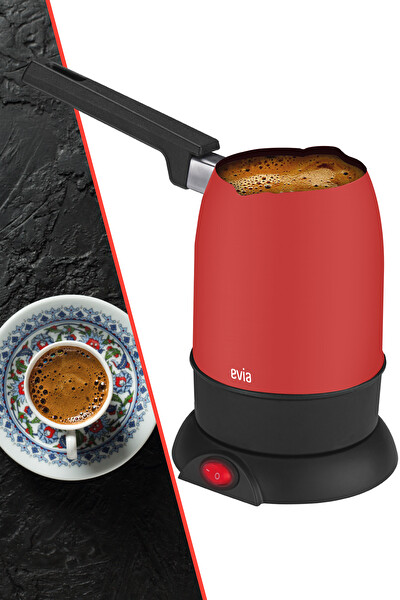 Evia Şahane EA-4307VK 850 W Çift Ağızlı Paslanmaz Çelik Vişne Kırmızı Elektrikli Cezve