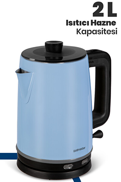 Goldmaster GM-7375BM Emirgan 2200 W Paslanmaz Çelik Buz Mavisi Çay Makinesi ve Su Isıtıcısı