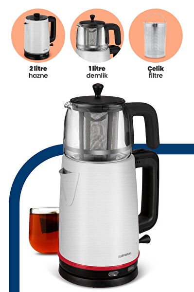 Goldmaster GM-7375 Emirgan 2 L 2200 W Cam Demlikli Inox Çay Makinesi
