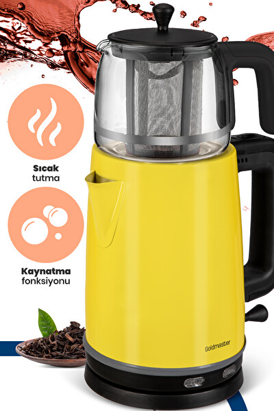 Goldmaster GM-7375SR Emirgan 2 L 2200 W Cam Demlikli Sarı Çay Makinesi