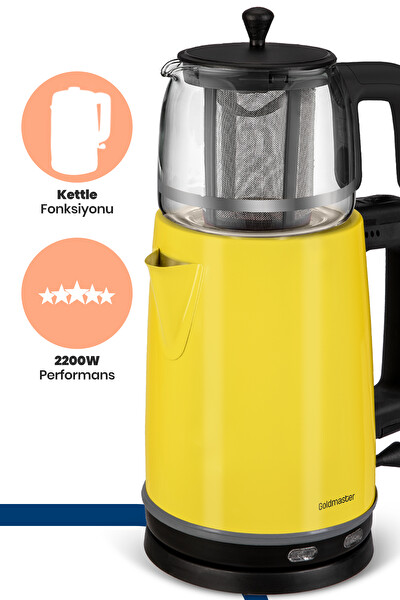 Goldmaster GM-7375SR Emirgan 2 L 2200 W Cam Demlikli Sarı Çay Makinesi