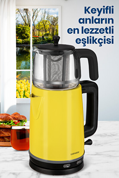 Goldmaster GM-7375SR Emirgan 2 L 2200 W Cam Demlikli Sarı Çay Makinesi