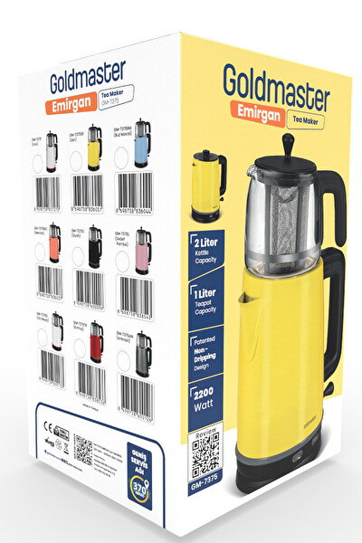 Goldmaster GM-7375SR Emirgan 2 L 2200 W Cam Demlikli Sarı Çay Makinesi