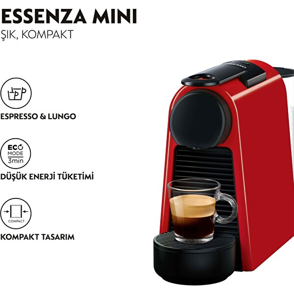 Nespresso Essenzia Mini D30 Kırmızı Kapsüllü Kahve Makinesi