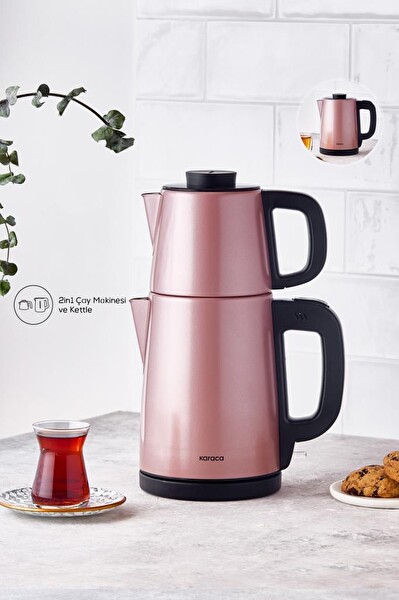 Karaca Tea Break 2 in 1 Çelik Rose Gold-Inox Su Isıtıcı Çay Makinesi