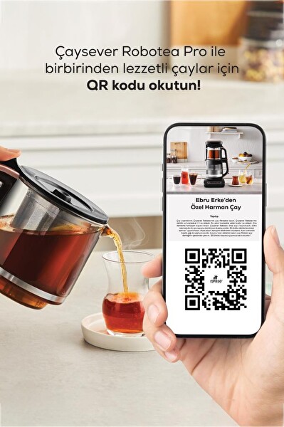 Karaca Çaysever Robotea Pro 4 in 1 2500 W Konuşan Otomatik Su Isıtıcı Black Coppe Çay ve Filtre Kahve Makinesi