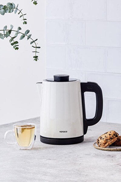 Karaca Tea Break 2 In 1 Çelik Krem Inox Su Isıtıcı Çay Makinesi