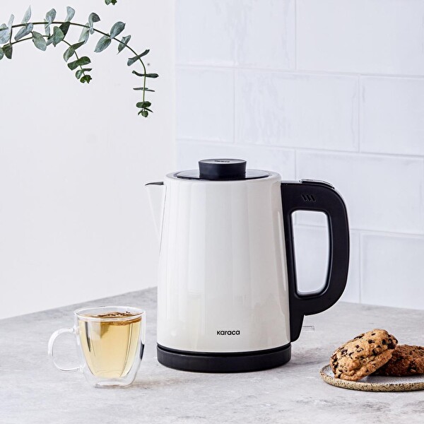 Karaca Tea Break 2 In 1 Çelik Krem Inox Su Isıtıcı Çay Makinesi