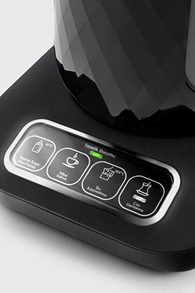 Karaca Çaysever Robotea Pro Quartz 4'ü 1 Arada 2500 W Konuşan Otomatik Siyah-Krom Çay Makinesi ve Filtre Kahve Demleme Makinesi