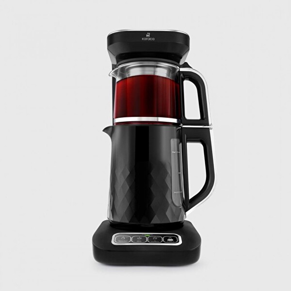 Karaca Çaysever Robotea Pro Quartz 4'ü 1 Arada 2500 W Konuşan Otomatik Siyah-Krom Çay Makinesi ve Filtre Kahve Demleme Makinesi