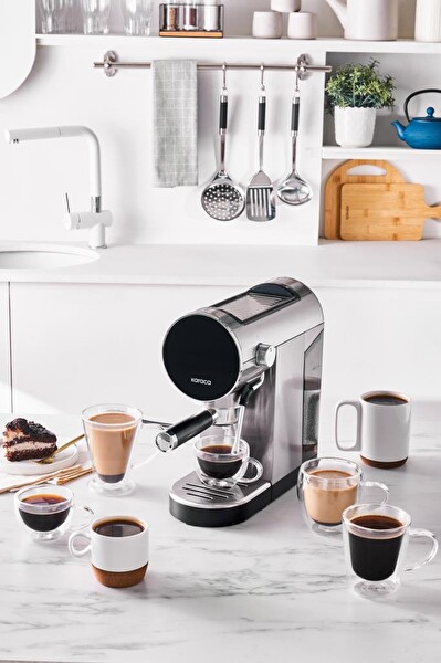 Karaca Coffee Art Inox Dijital 20 Bar Öğütülmüş Espresso Cappuccino ve Kapsül Kahve Makinesi