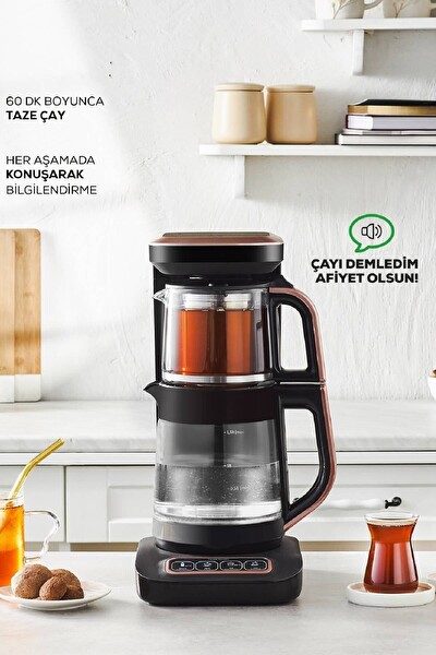 Karaca Robotea Pro Connect 4 In 1 Konuşan Cam Rose Gold Çay Makinesi