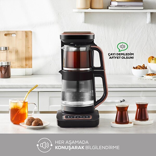 Karaca Robotea Pro Connect 4 In 1 Konuşan Cam Rose Gold Çay Makinesi
