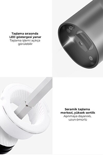 Neutron Pilli Led Işıklı Tuz Karabiber Değirmeni Otomatik Baharat Öğütücü 2'li Paket