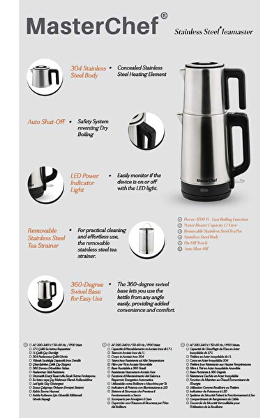 Masterchef Teamaster Elektrikli Çelik Çaycı Çay Makinesi