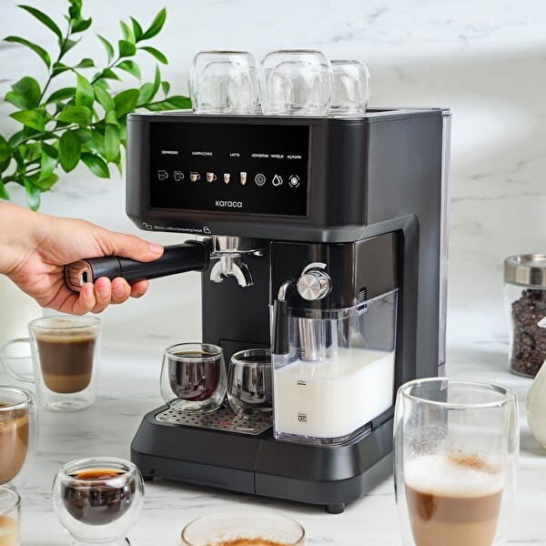 Karaca Mycaffe Barista S10 Entegre Süt Hazneli Otomatik Espresso Latte ve Cappuccino Makinesi - Siyah