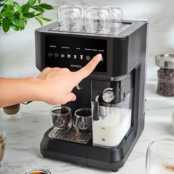 Karaca Mycaffe Barista S10 Entegre Süt Hazneli Otomatik Espresso Latte ve Cappuccino Makinesi - Siyah