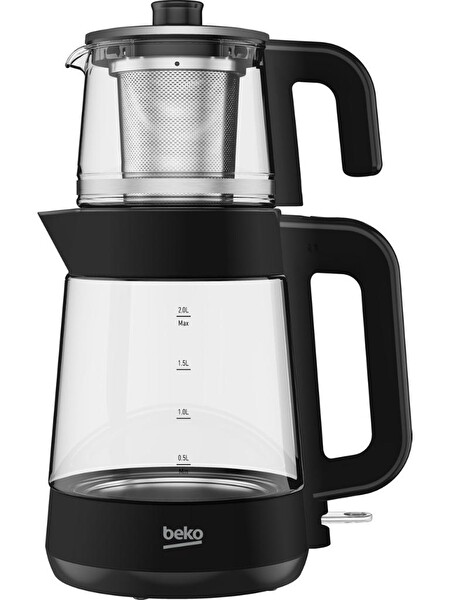 Beko CM 5964 B Floral 1900 W Cam Demlikli Çay Makinesi - Siyah