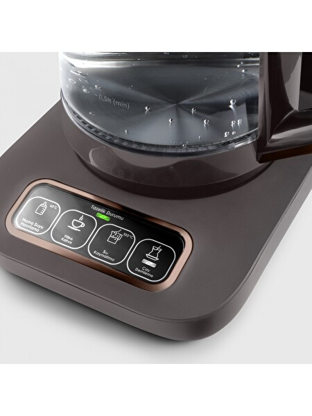 Karaca Çaysever Robotea Pro 4'ü 1 Arada 2500 W Konuşan Cam Çay Makinesi - Walnut Brown