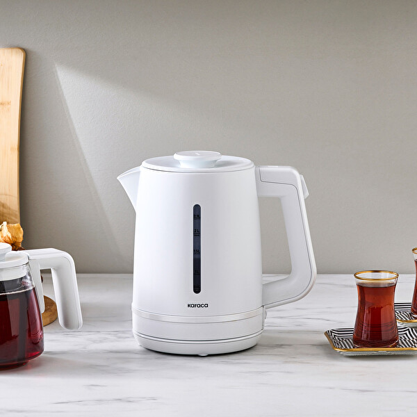 Karaca Tea Grande XL 1700 W Cam Demlikli Çay Makinesi - İnci Beyazı