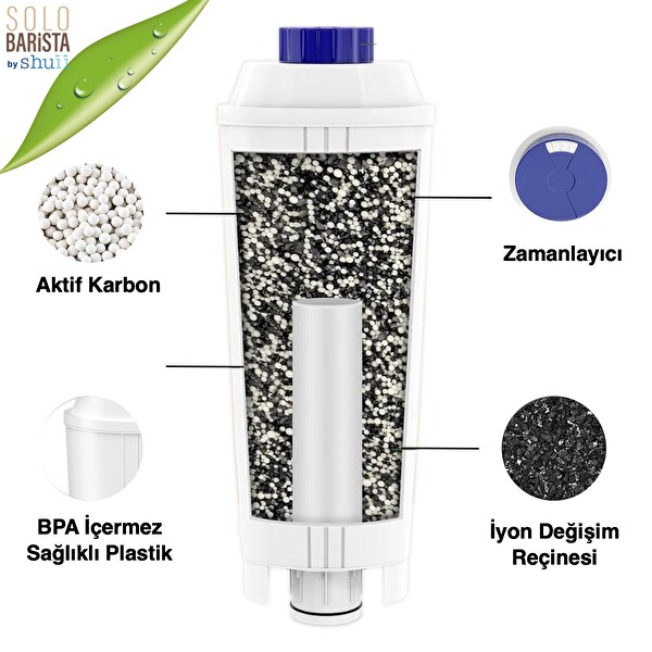 Shuii Pure Kafe DS012 - Delonghi DLSC002 için 10 Adet Kahve Makinesi Su Filtresi