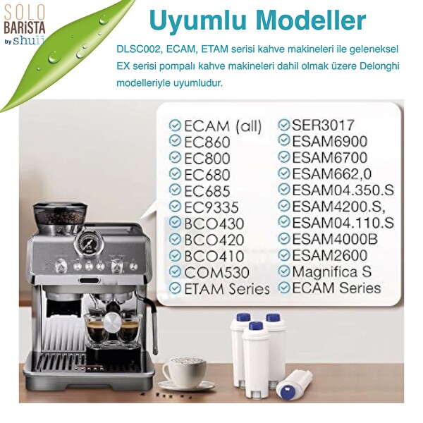 Shuii Pure Kafe DS012 - Delonghi DLSC002 için 10 Adet Kahve Makinesi Su Filtresi